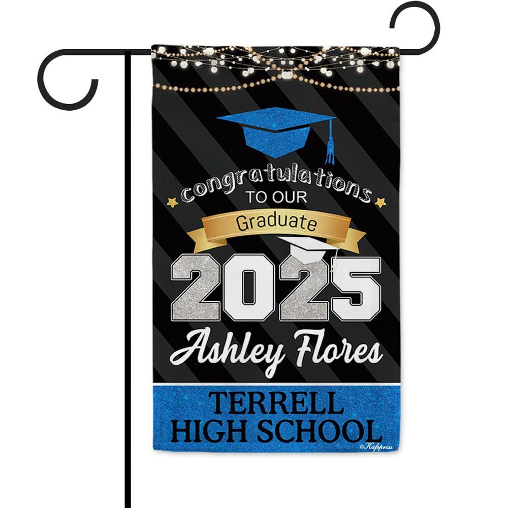 KafePross Graduation Garden Flag 2025, Congratulations Class of 2025 Congrats Grad 2025 Garden Flag, Graduation Decorations Yard Sign, 12.5x18 Inch