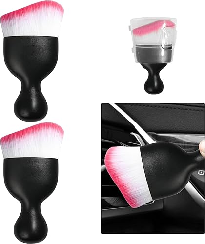 Vista 170 de Ziciner Cepillo de detalles para automóvil, cerdas suaves curvas, colectores de polvo de eliminación automática, tablero universal del vehículo