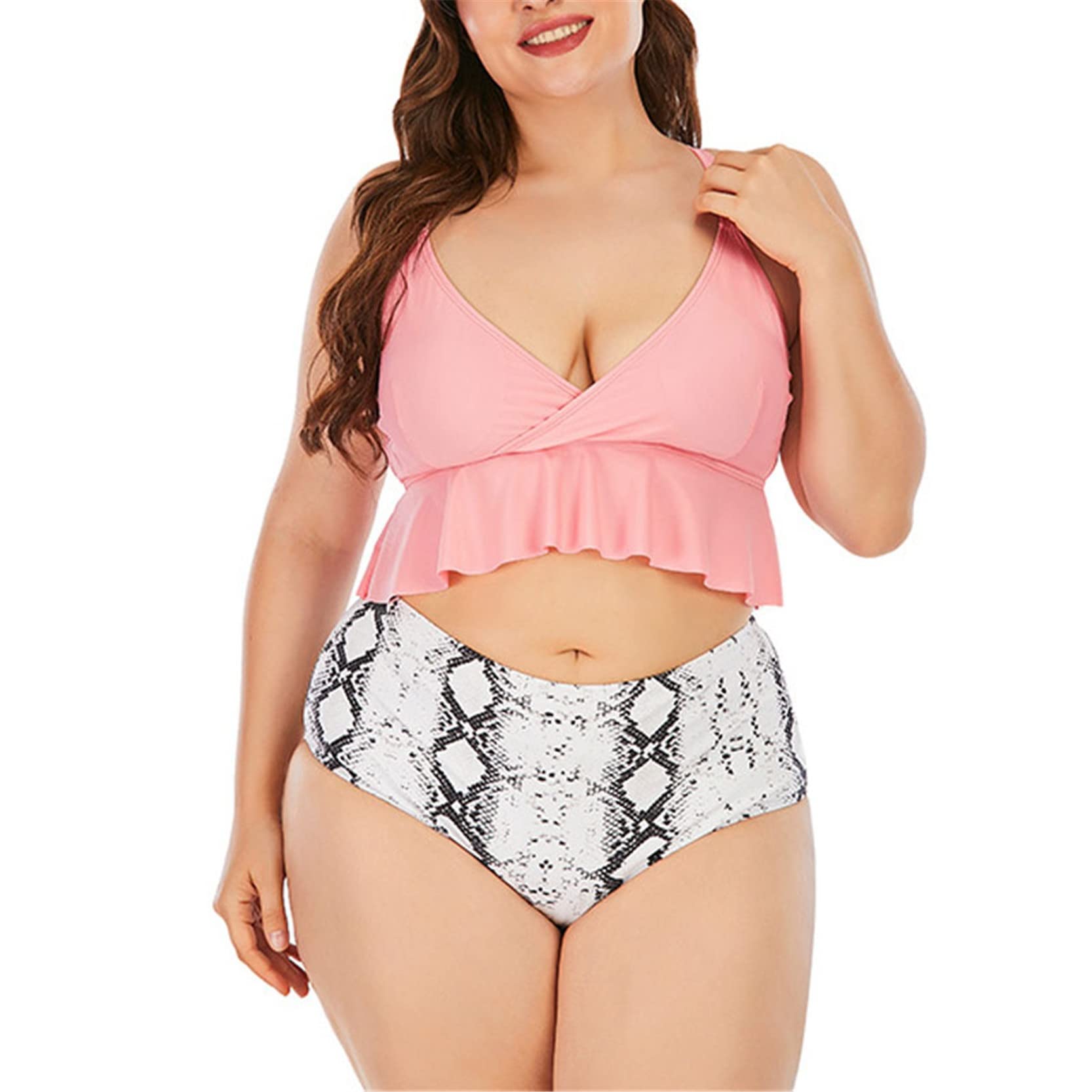 Sexy Mare Costume da Bagno Donna Due Pezzi, Donne 2 pezzi Swimsuit Cingcio regolabile Croce cruscata croce Top+in alto in alto set di bikini con stampa di serpente Classico Elegante 2 Pezzi Moda Bikin
