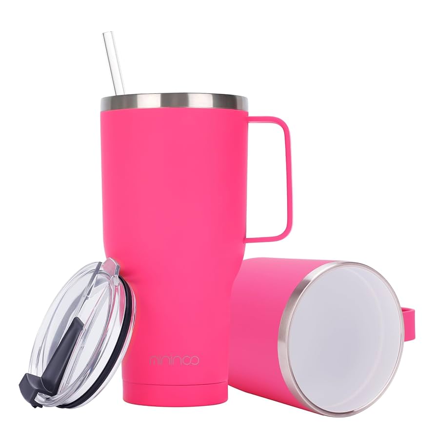 Amazon.com: mininoo 40 oz Ceramic Lined Tumbler with Handle