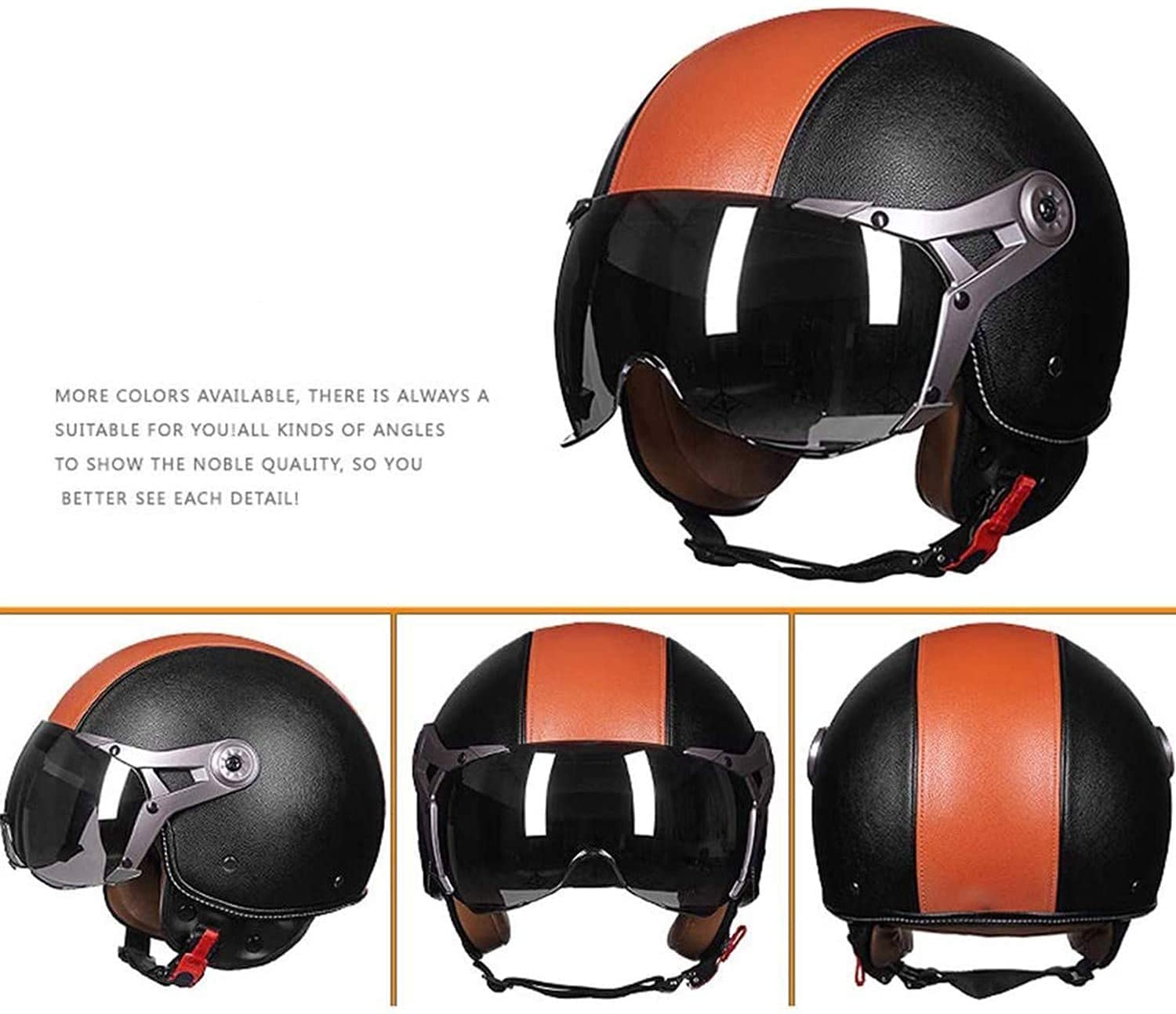 Casco Cgm VISLONE Casco Semi-jet Per Moto, Casco Protettivo Nero