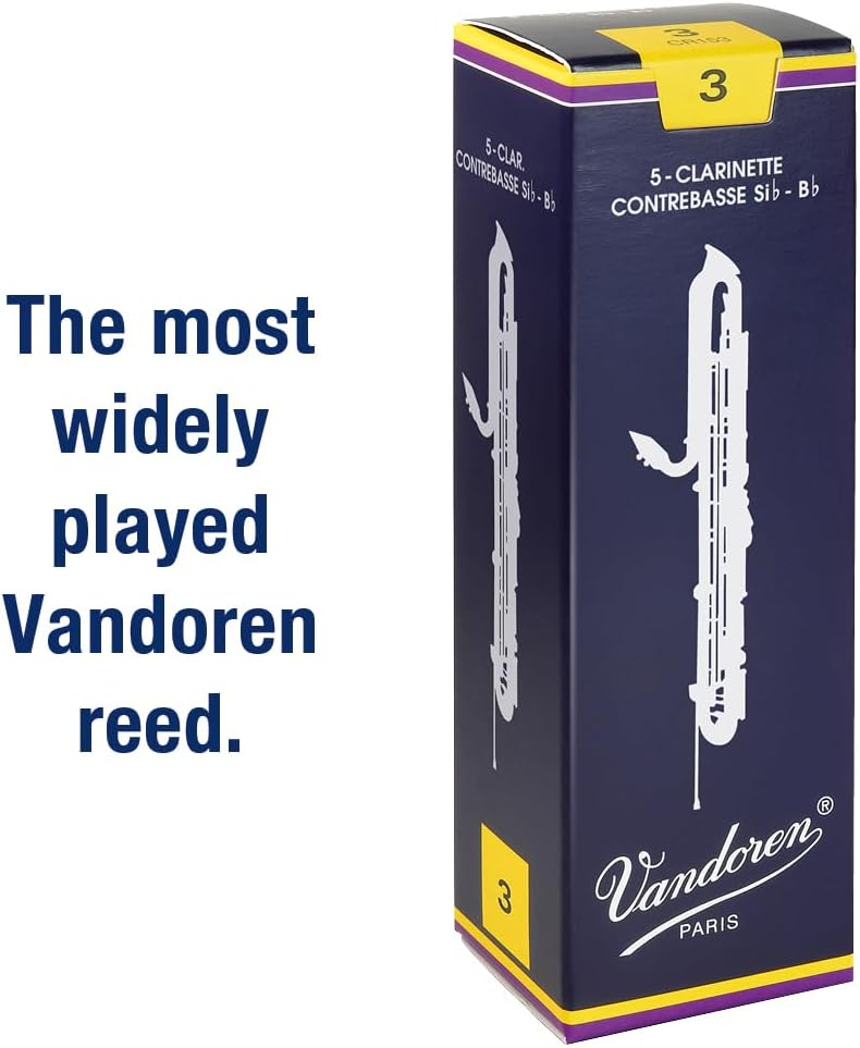 Vandoren CR153 Contrabass Clarinet Traditional Reeds Strength 3; Box of 5