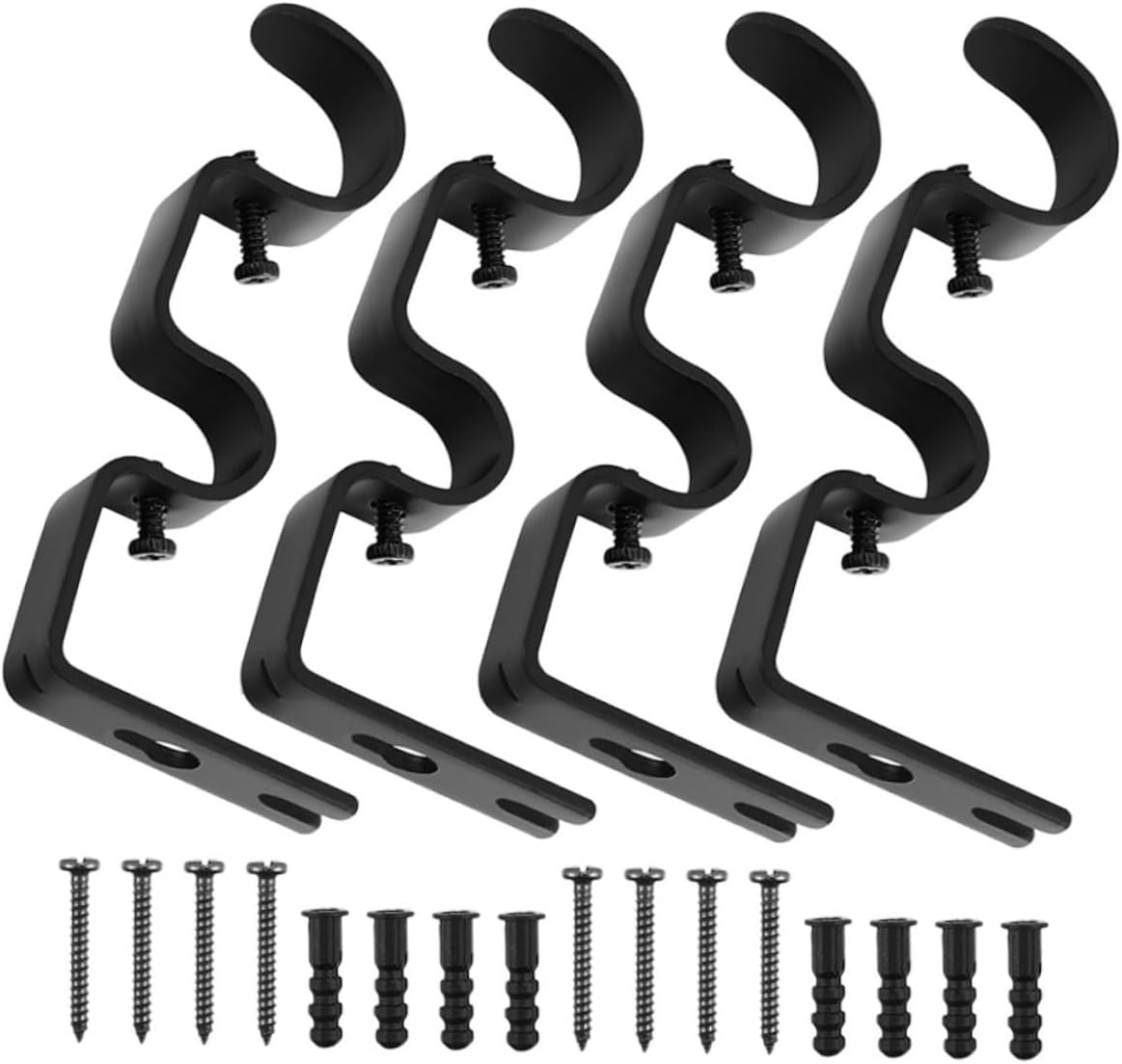 4pcs Adjustable Curtain Rod Holders Sturdy Brackets for Reliable Support Effortless Installation for Windows and Curtains