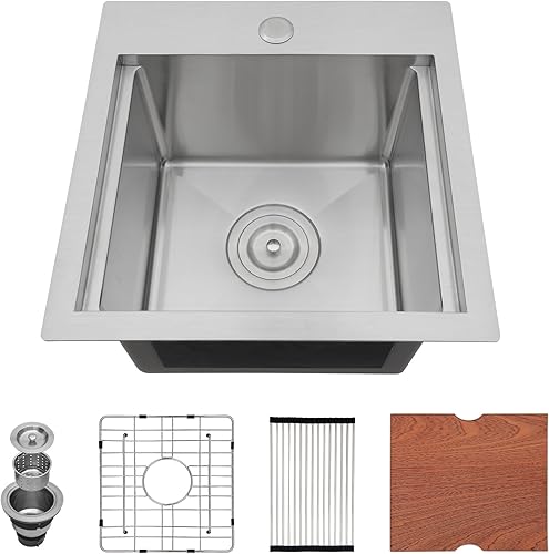 Couoko Fregadero de cocina con estación de trabajo de 28 pulgadas, color negro, plomizo, de acero inoxidable, calibre 18, para montaje superior, 28