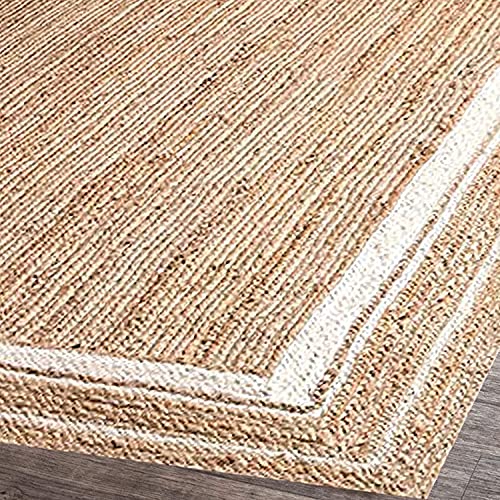 Image of Jute Braided Reversible Round Carpet (3 X 5 Feet, Multicolour)