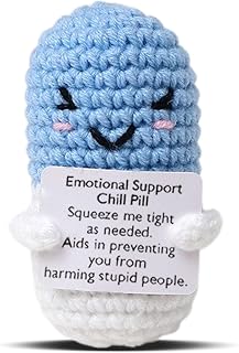 Cute Blue Pill Crochet,Handmade Capsule Knitted with Inspirational Card, CNA Nurse Appreciation Keepsake for Nurses,Doctors, Pharmacists, RN, LPN, Office Decor & Party Favor