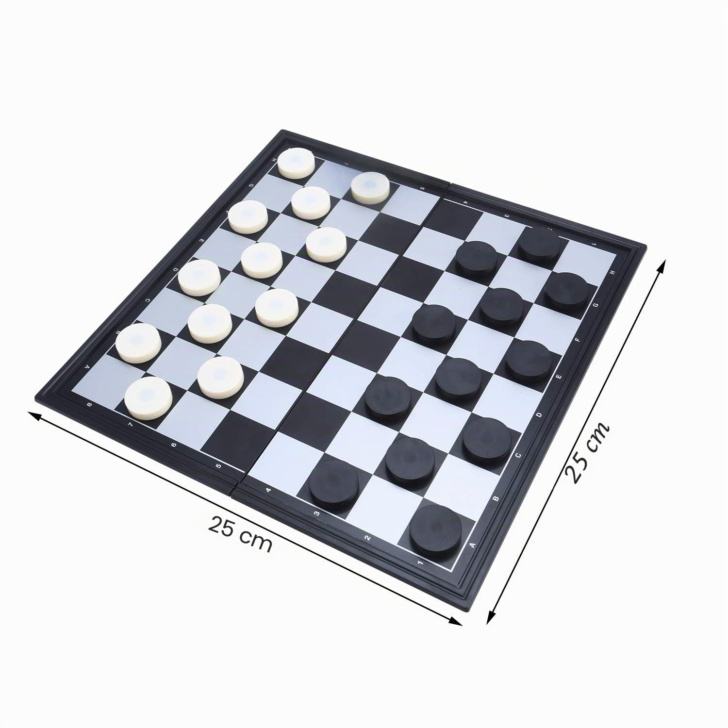 Jeu de Dames, Magnétique avec Achiquier de Voyage Pliable pour Adultes et Enfants (Noir et Blanc)