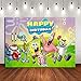 Vinyl Photography Backdrop Cartoon for Children Happy Birthday Party Banner Decoration Photo Booth Studio Props Animation Spongebob Patrick Start Photo Background Baby Shower Cake Table 5x3ft