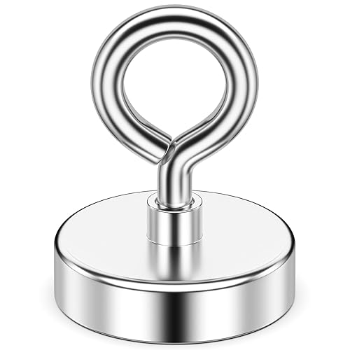 Imán de pesca de neodimio, fuerza de tracción de 150 libras, imán fuerte de tierras raras con perno de ojo avellanado para colgar, hogar, cocina y