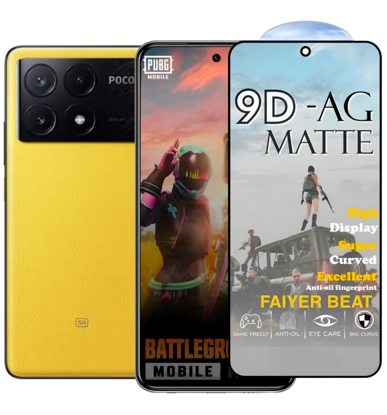 premium tempered glass forpoco x6 pro (matte finish glass, pack of 1) full screen coverage gaming matte screen protector guard (poco x6 pro)