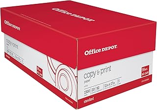 Office Depot Papel para copiar e imprimir, tamaño de libro mayor (11 x 17 pulgadas), brillo 92, 20 libras, resma de 500 hojas, caja de 3 resmas