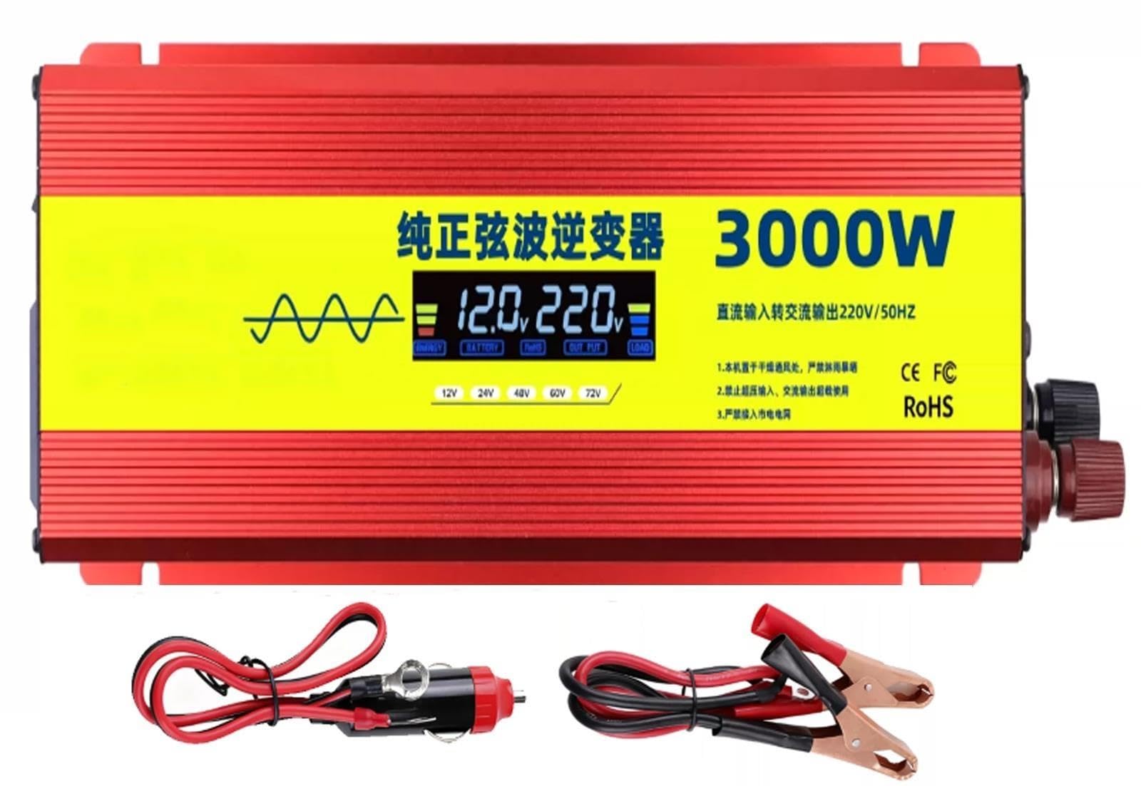 Inversor de onda sinusoidal pura, Potencia pico 1500W,Potencia nominal 800W