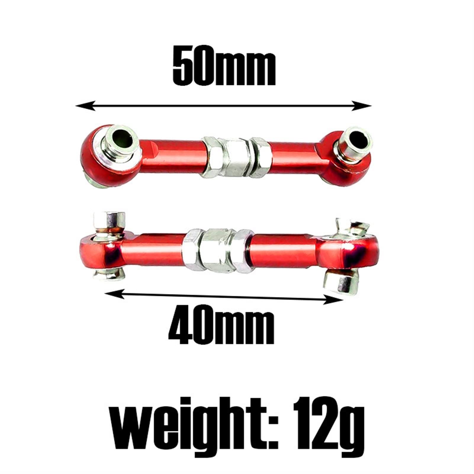 Połączenie serwa ze stopu aluminium ciągnące drążek kierowniczy 48mm, do samochodu RC HSP 94122 94103 94123 102017 122017 Zdalny amortyzator samochodowy(2pcs silver)