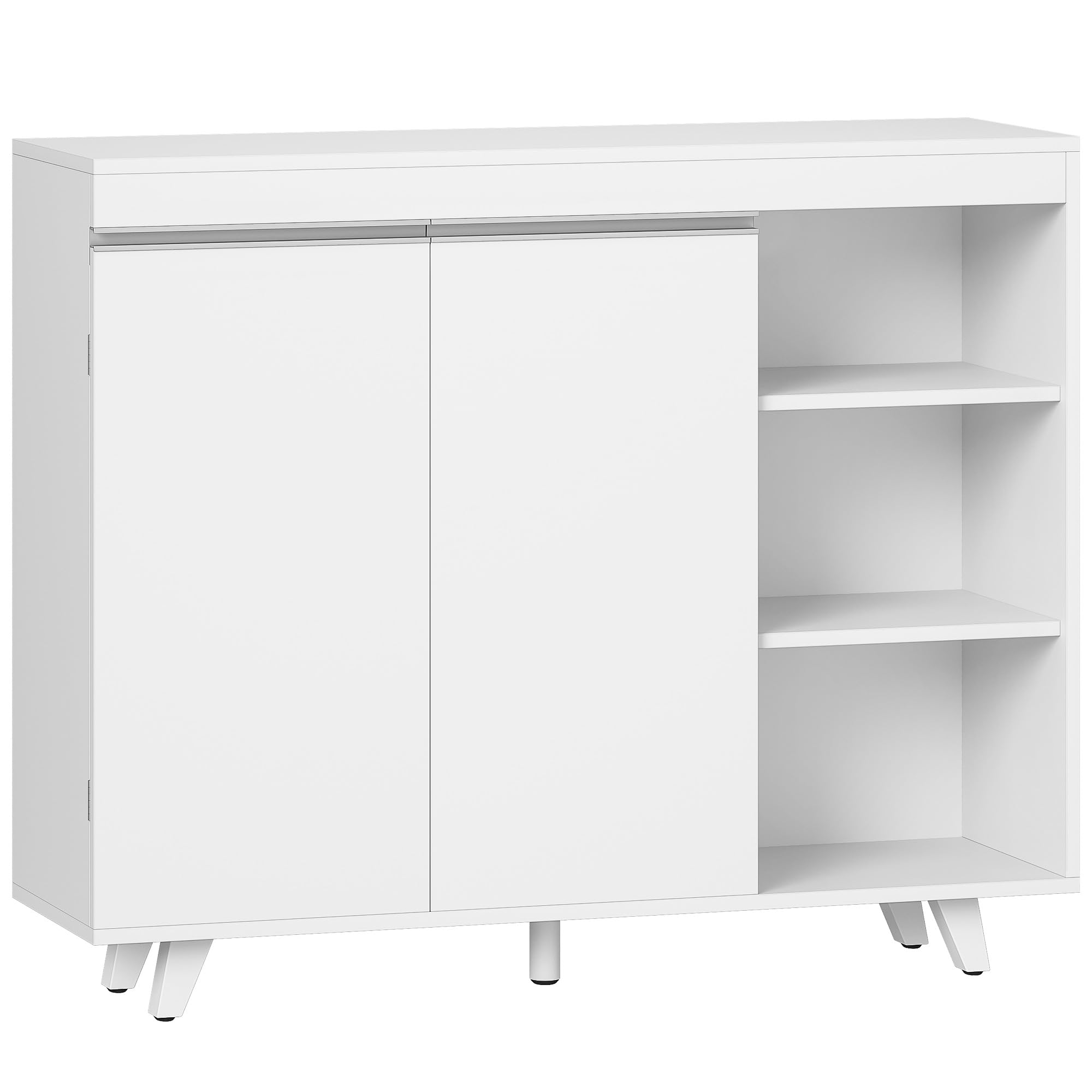 Hzuaneri Mobile da Bagno, Armadio di stoccaggio, Mobile da cucina, con 3 Ripiani Aperti Regolabili e 2 ante, moderno, per Bagno, Soggiorno, Ingresso, Cucina, 30 x 100 x 82 cm, Bianco SC20203X