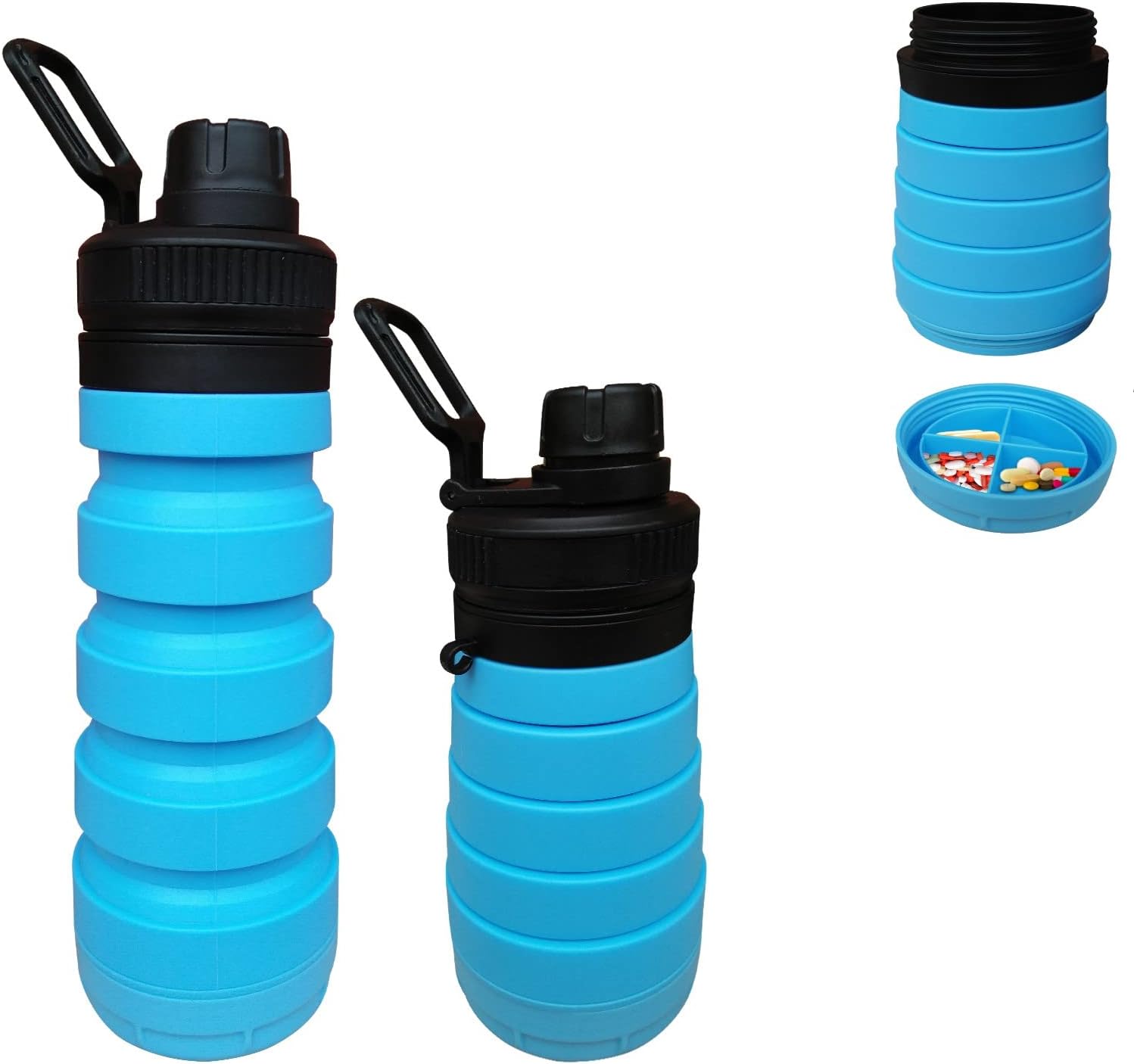 Water Bottle 750 milli litters Foldable Water Bottle for Sports. Ideal for outdoor.Collapsible Water Bottles with Smart Bottom Storage