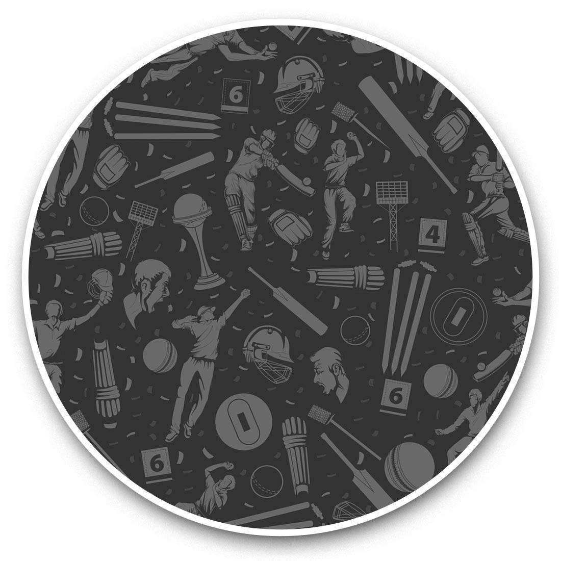 Destination Vinyl Ltd Bw Blue Cricket Ball Bat Pattern 37409 Vinyl Stickers (Set Of 2) 7.5Cm (Bw) - Blue Cricket Ball Bat Pattern Laptop Tablet Luggage Scrapbook #37409