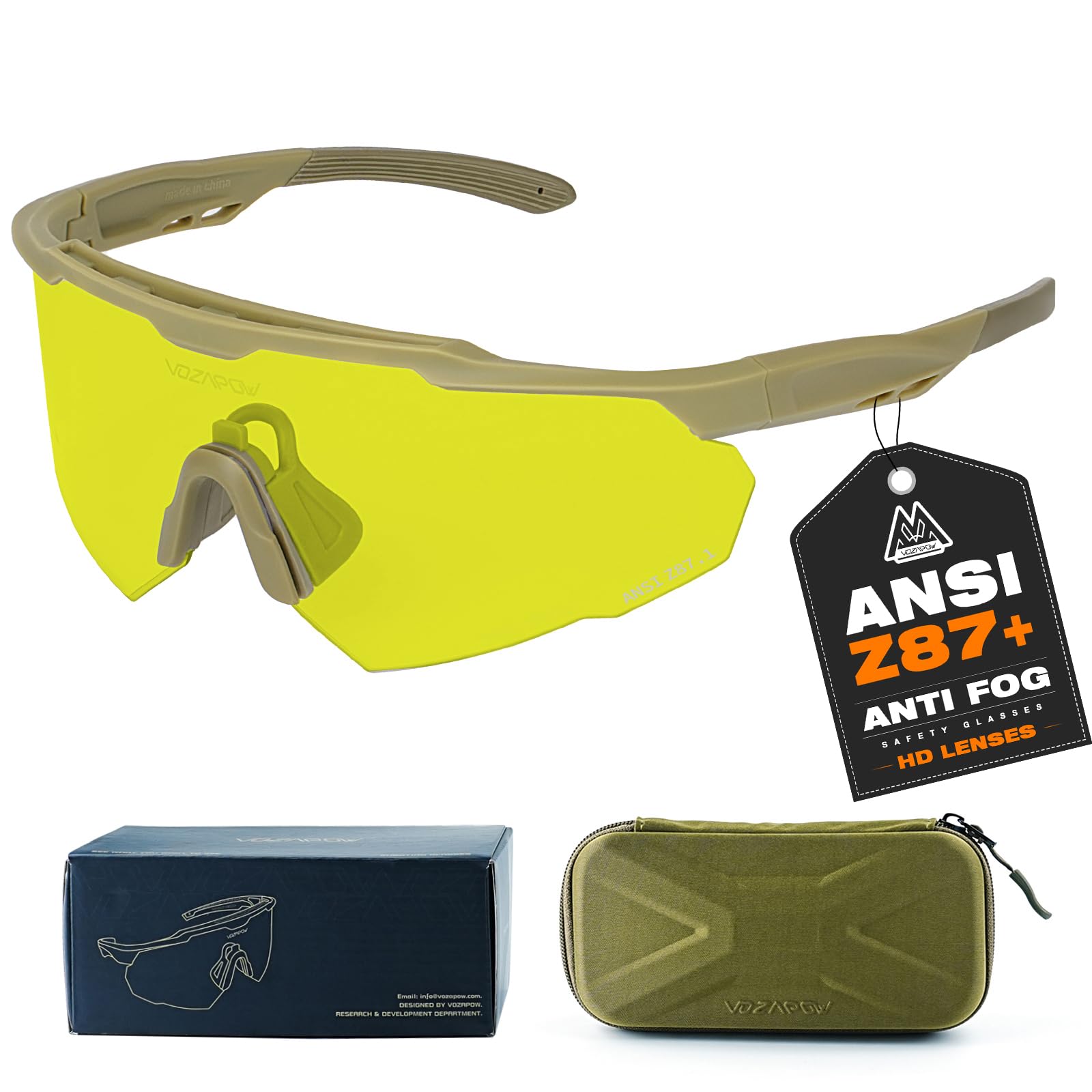 Range Tactical Shooting Glasses ANSI Z87+ UV400 Safety Glasses