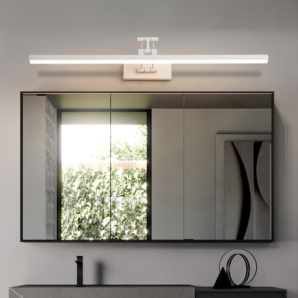 Mengjay LED Lampada Specchio Bagno,Lampada Da Parete Rotante Per Bagno 3000K/4000K/6000K,Applique da Parete Interno Moderno In Metallo per Camera da Letto Soggiorno Corridoio (Bianco, 60cm)
