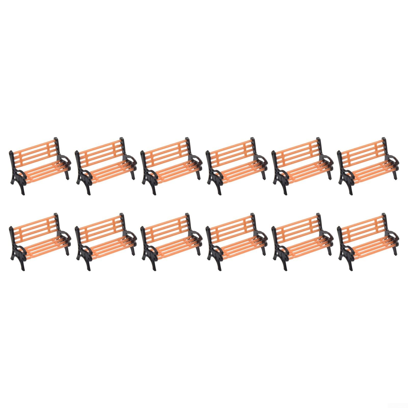 Model Train Set for HO Scale Layouts, 1:50 Scale Street Furniture, 12pcs Plastic Park Benches for Model Railway Platform and Scenery Decoration