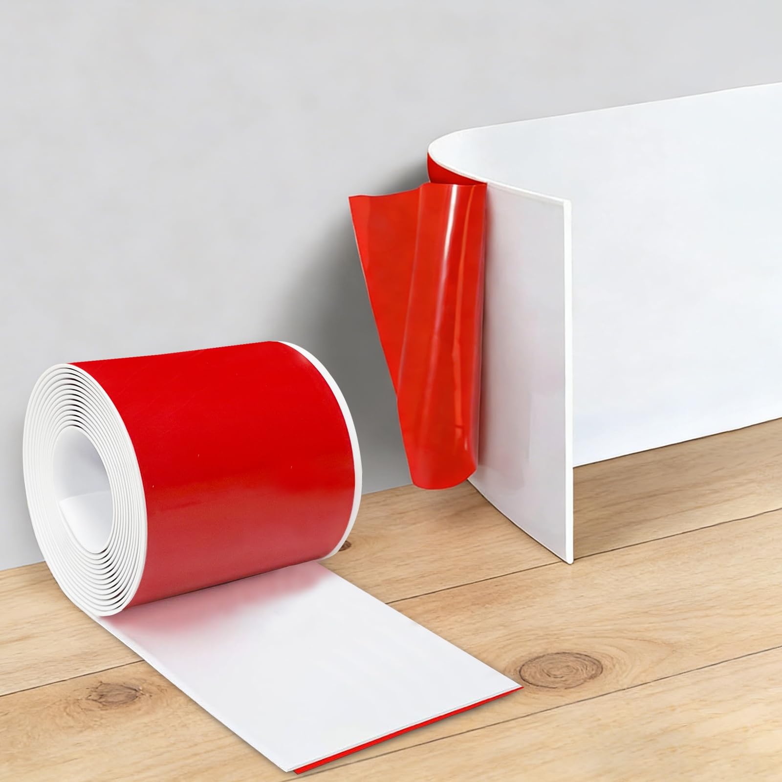 Rodapié suave autoadhesivo, zócalo de 10 cm x 10 m autoadhesivo para todo tipo de habitaciones, zócalo blando adhesivo marco final de PVC, zócalos flexibles de marco de pliegue - apartamento blanco