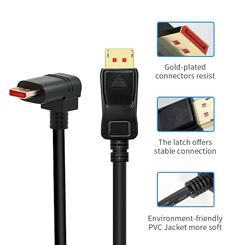 Miniatura 9 de Cable Displayport 1.4 de 10 pies, cable DP 1.4 mejorado que funciona a UHD 16K 60Hz, 8K 120Hz, 4K 165Hz para requisitos de alta transmisión con 80