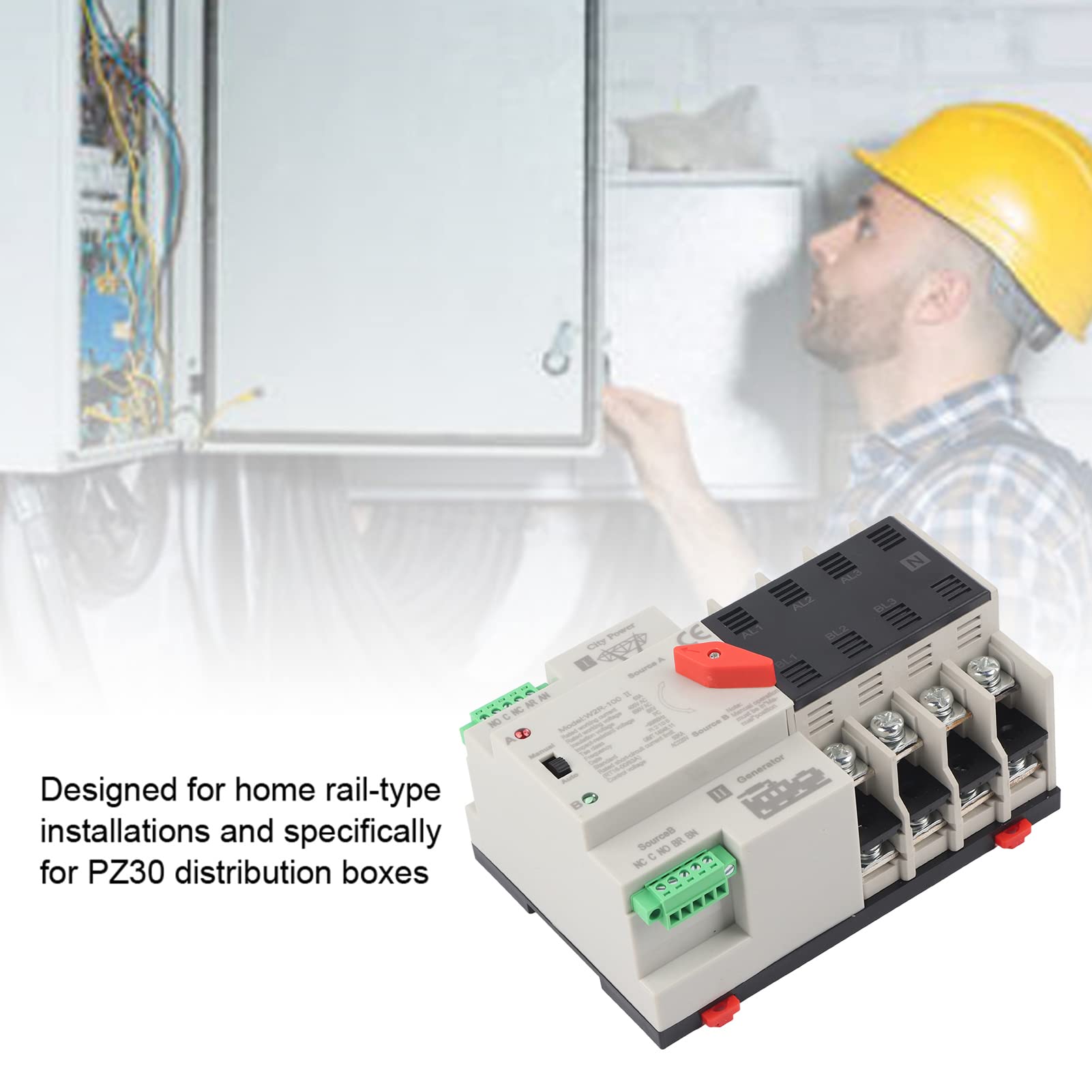 Interruptor de Transferencia Automática, W2R‑100 Fuente de Alimentación Dual Generador de Interruptor de Transferencia Automática Herramientas de Interruptor de Cambio,