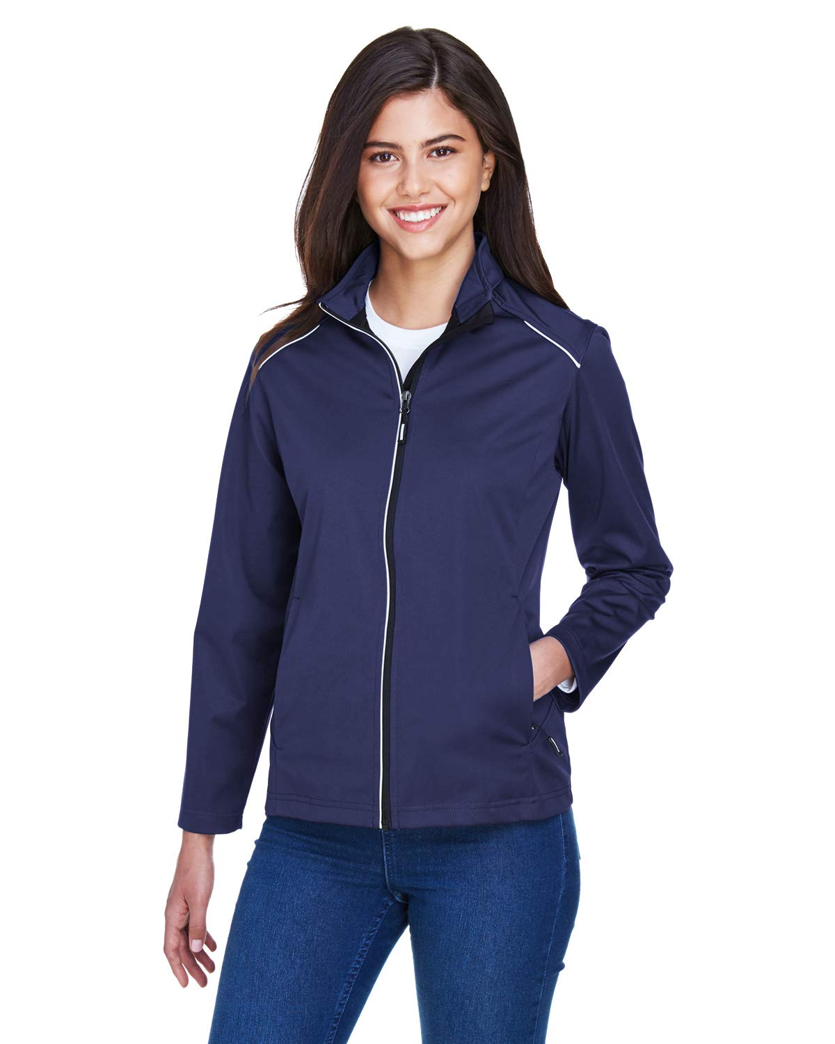 Ash City Core 365 Ladies' Techno Lite Three-Layer Knit Tech-Shell, Classic Navy 849, Medium