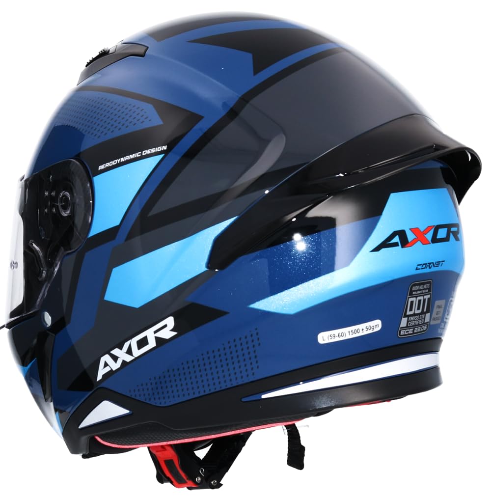 Shiro Helmets Casco Integral Modelo Hunter Cornet Azul Oscuro Brillo Totalmente Homologado (M 57/58)