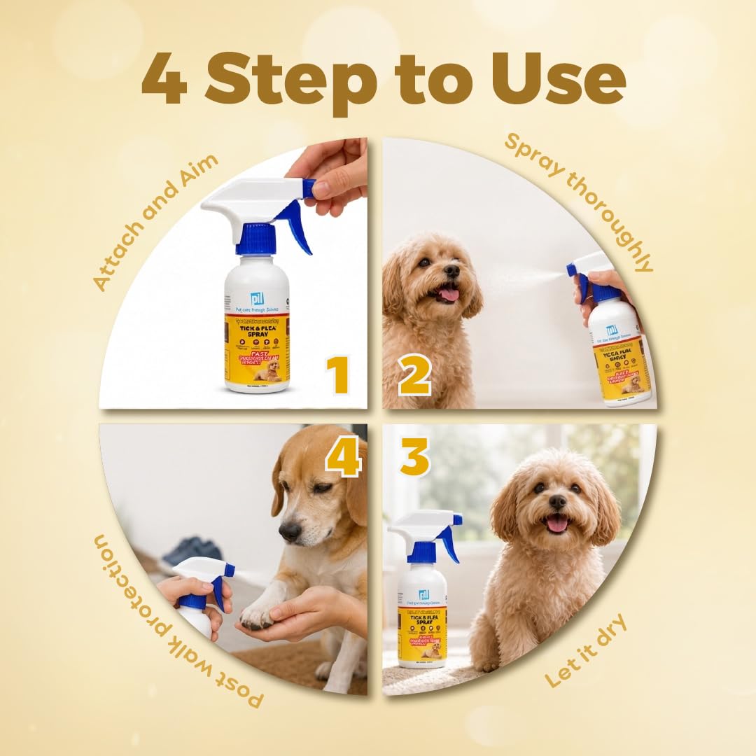 PIL Tick & Flea Spray for Dogs & Cats | Fast-Acting, Long-Lasting Formula | Treats Acute Infestations | 100ml 3