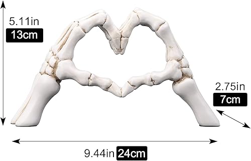 Vista 2 de LCCCK White Hand Gesture Desk Statues Love Ornaments,Skull Couple Statue, Creative Wedding Home Desktop Decor,Heart Shape Hand Figurines for Living