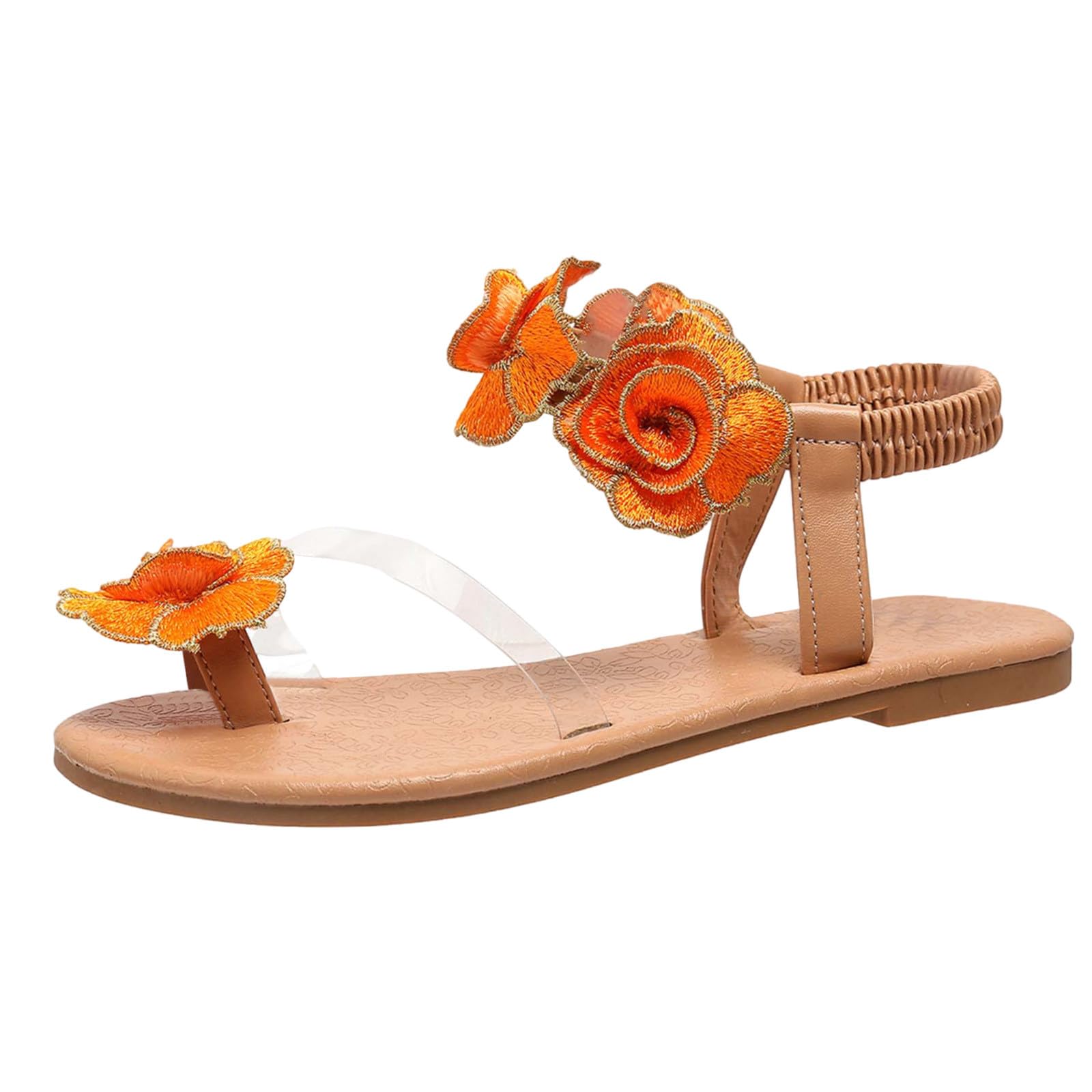 Women Summer Elastic Band Flowers Casual Open Toe Flat Comfortable Beach Shoes Sandals Sexy Sandals for Women High Heels