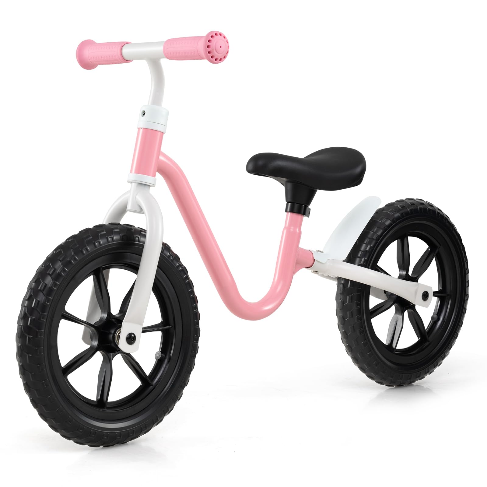 COSTWAY Draisienne Bébé Légère avec Guidon et Siège Réglables(37,5-42cm), Vélo Enfant sans Pédales avec 2 Roues en EVA, Charge 25kg, Vélo d'Équilibre pour 3 Ans+, Rose