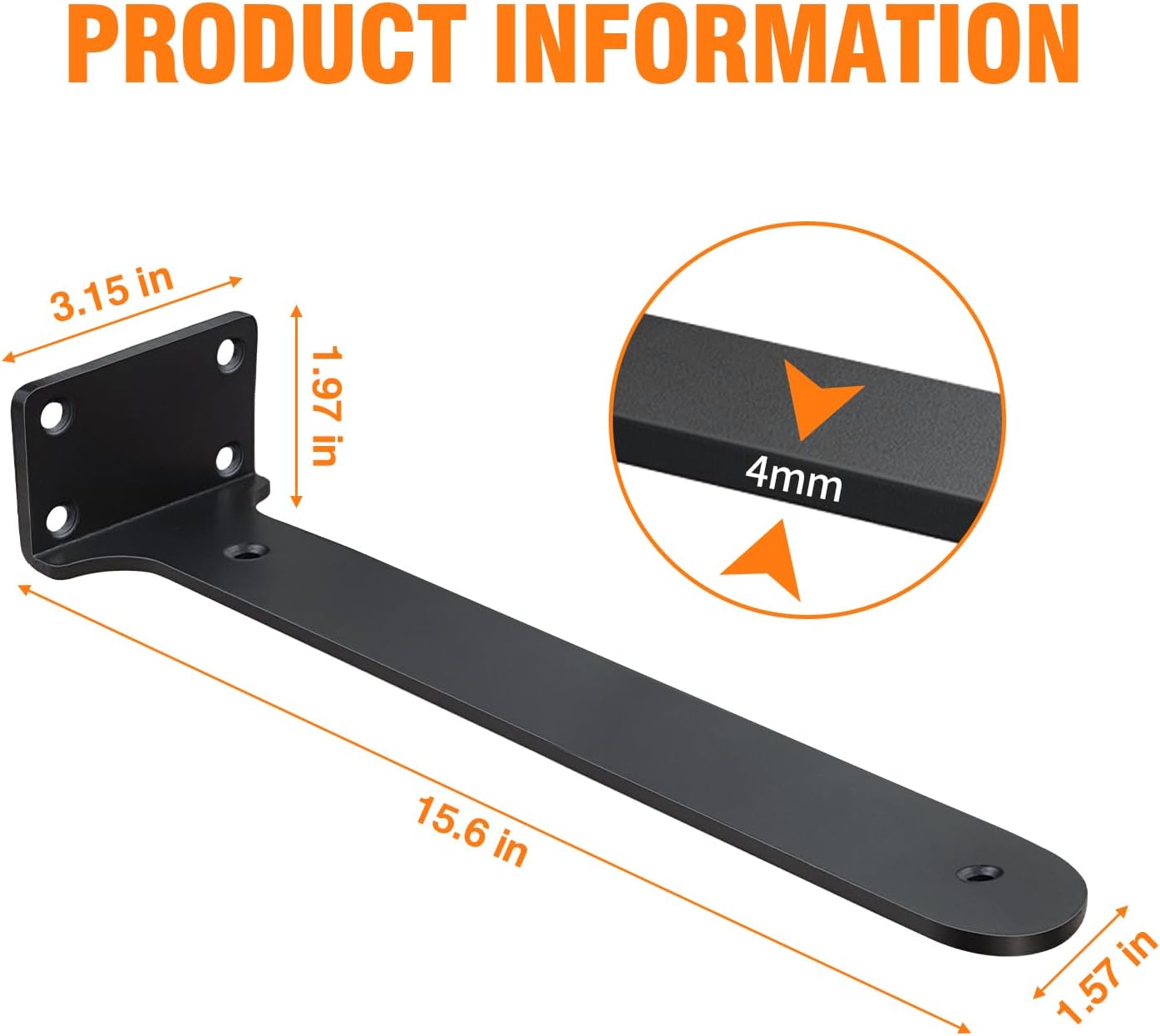 Hidden Shelf Brackets 16 in Heavy Duty Floating Shelf Bracket DIY Wall Mounted Shelves Support Hardware Invisble Metal L Brackets for Wall Shelves Max Load 220 LBS/Pair(16 in 4 PCs)