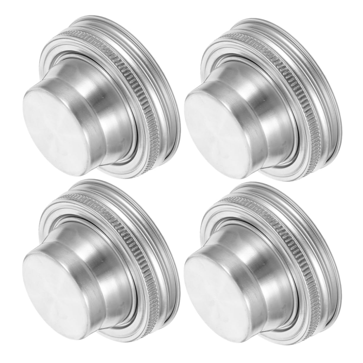 JECOMPRIS 4pcs Stainless Steel Canning Jar Shaker Lids Versatile Spice Mixing Covers for Sugar Flour and Seasonings Fits Regular Mouth Jars with Innovative Filtering Design
