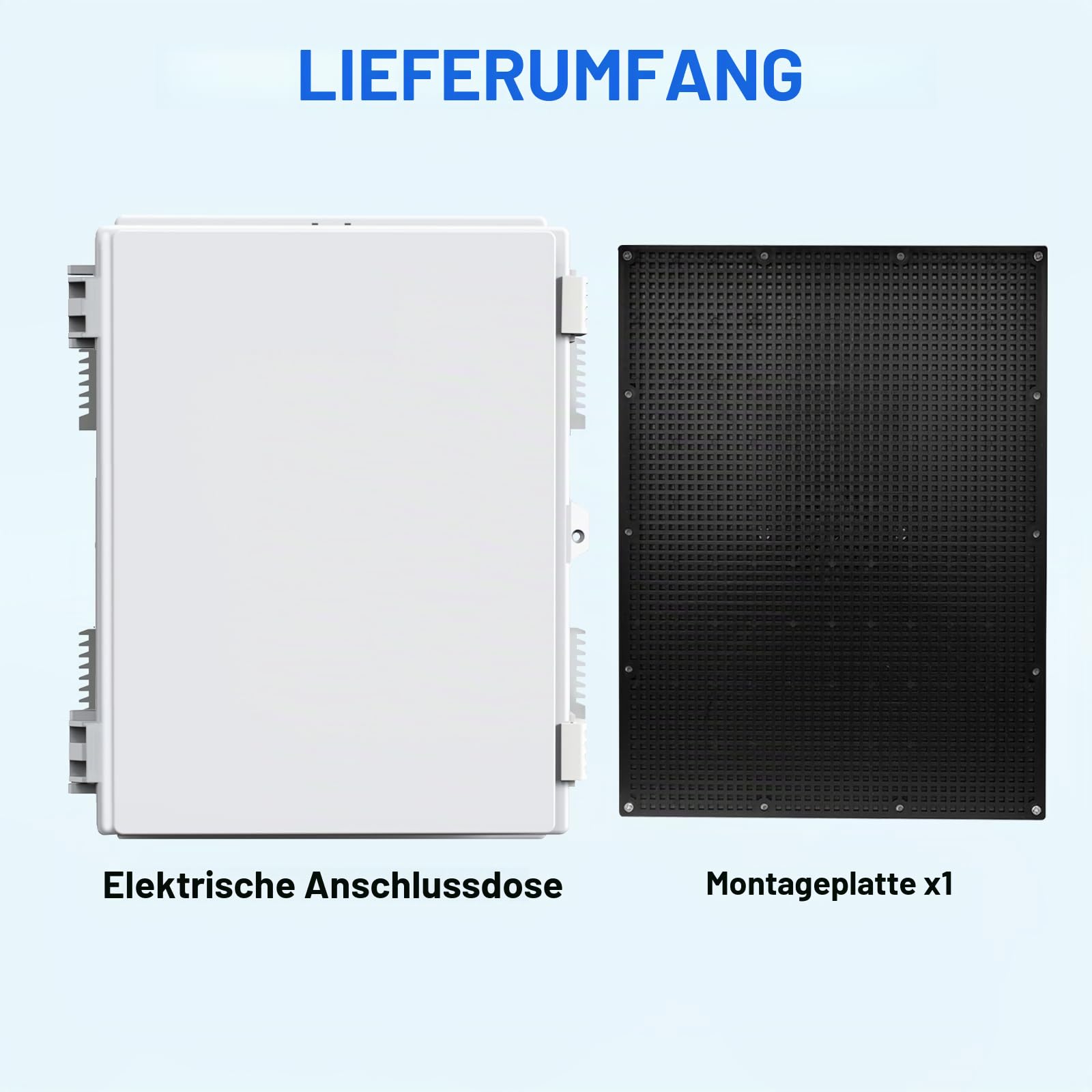 Wasserdichter Verteilerkasten Elektrische Anschlussdose, ABS wasserdichtes Gehäuse, Kunststoff, wetterfest, Projektbox mit interner Montageplatte, Scharnierabdeckung (40x28x15cm)