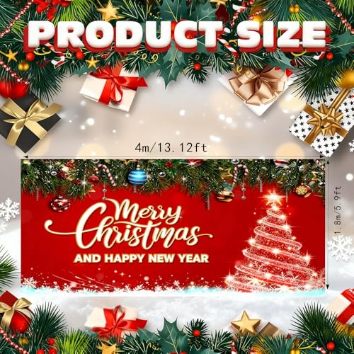 Image of Christmas Garage Door Decorations 6 x 13 ft, Merry Xmas Cover