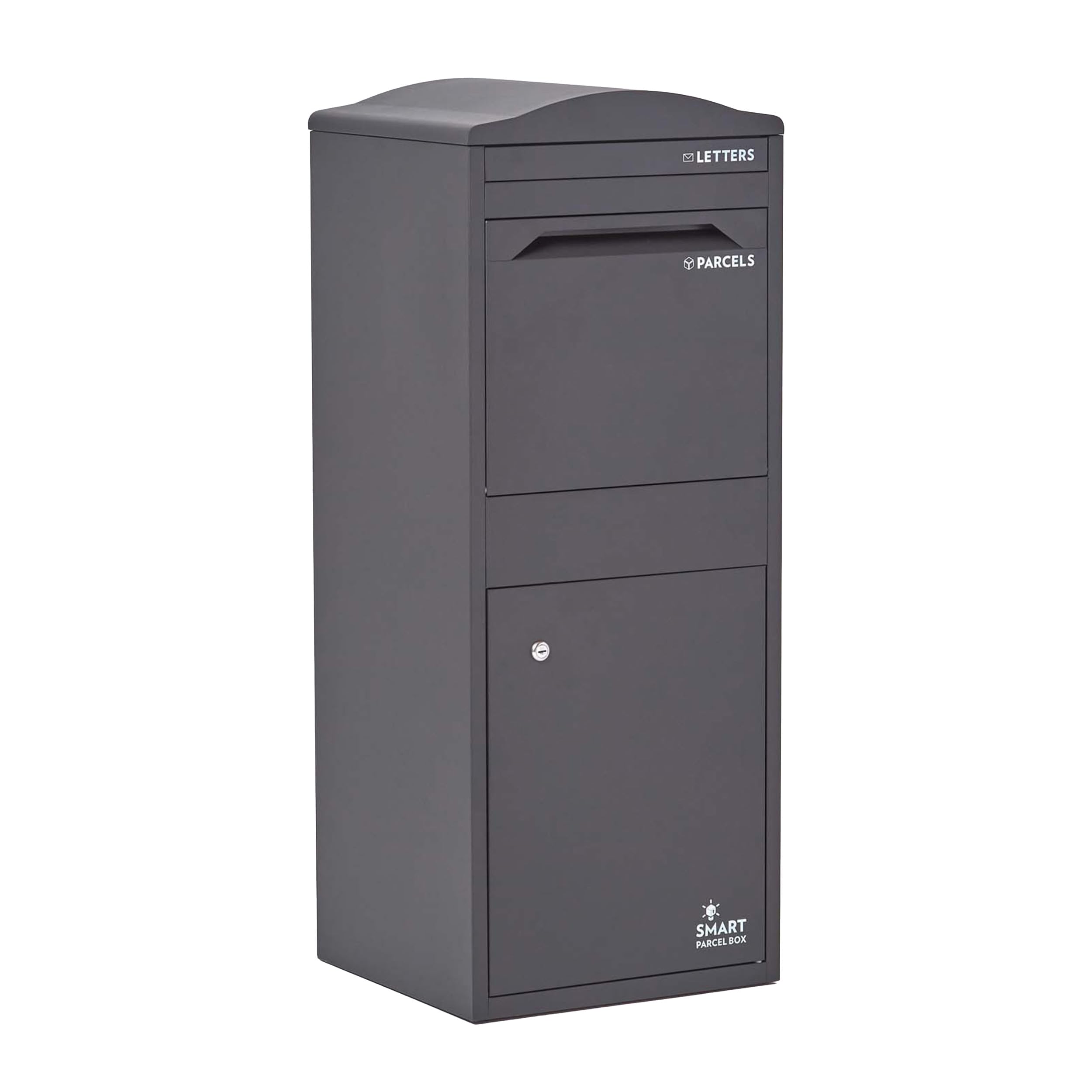 Homescapes Grey Smart Parcel Box® Large Curved Top Front Access Secure Delivery Box In