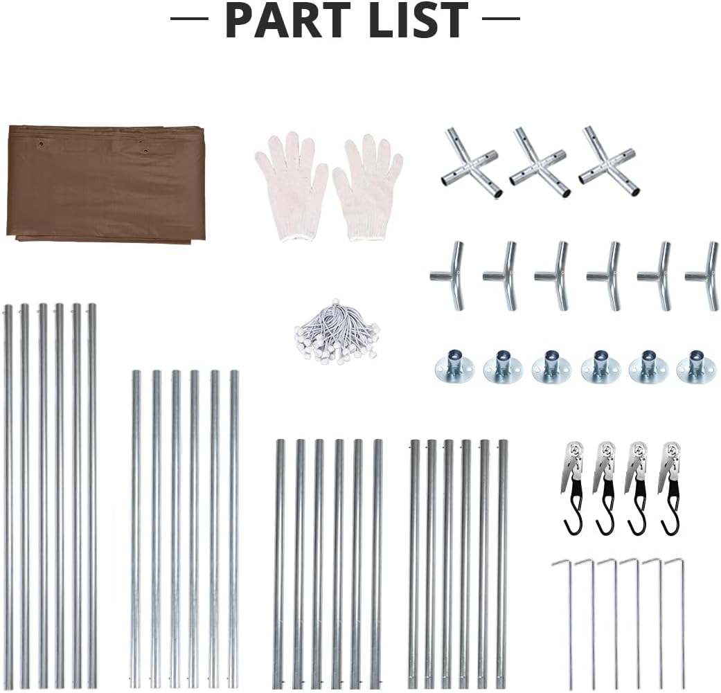 KING BIRD 10 x 20 Heavy Duty Anti-Snow Carport for SUV, Full-Size Truck and Boat, Storage Car Canopy Car Tent Outdoor Instant Garage Boat Shelter with Reinforced Ground Bars-Brown KING BIRD 10 x 20 Heavy Duty Anti-Snow Carport for SUV, Full-Size Truck and Boat, Storage Car Canopy Car Tent Outdoor Instant Garage Boat Shelter with Reinforced Ground Bars-Brown