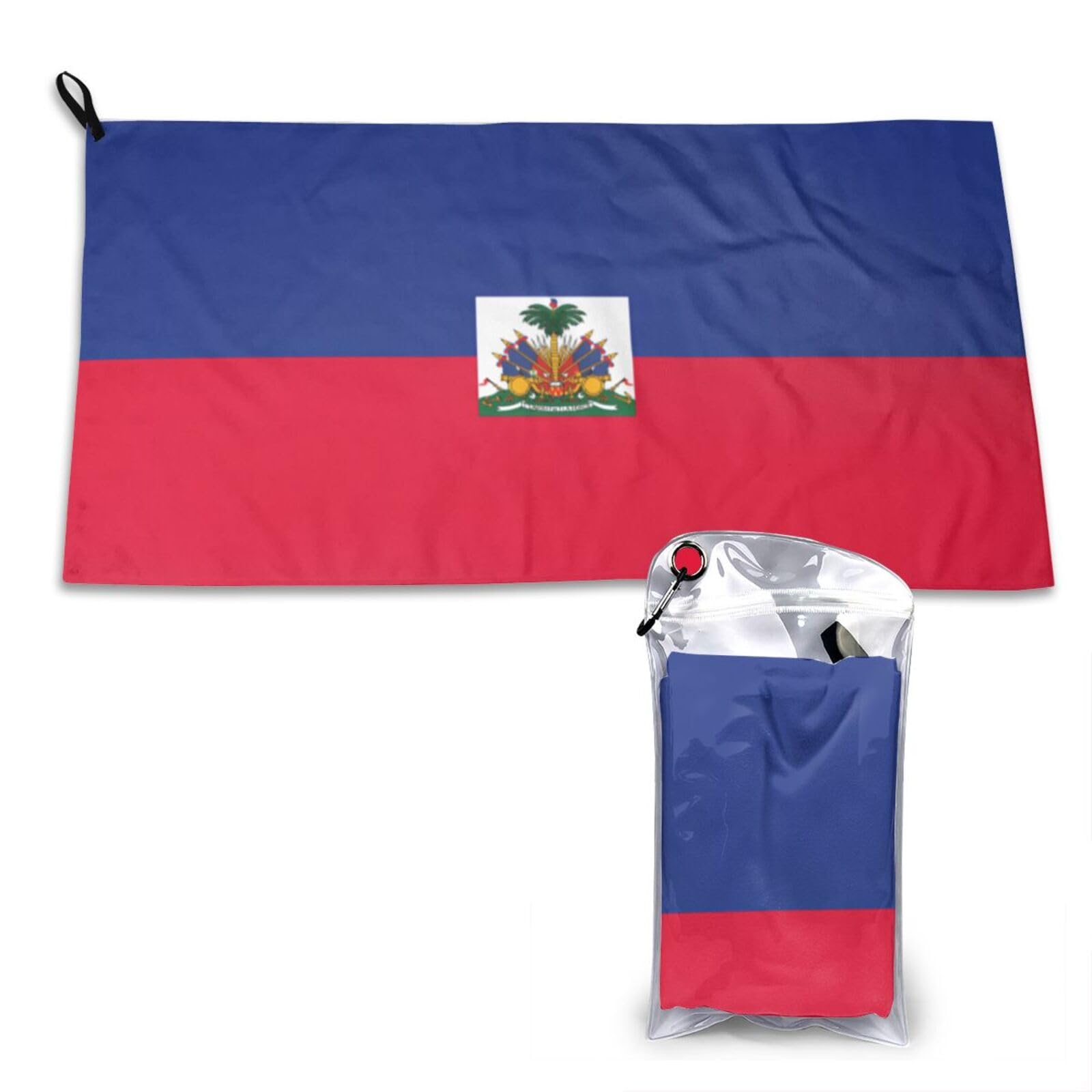 DUYKIMQW Haitian flag Print Quick Dry Towel 16x31.5in White