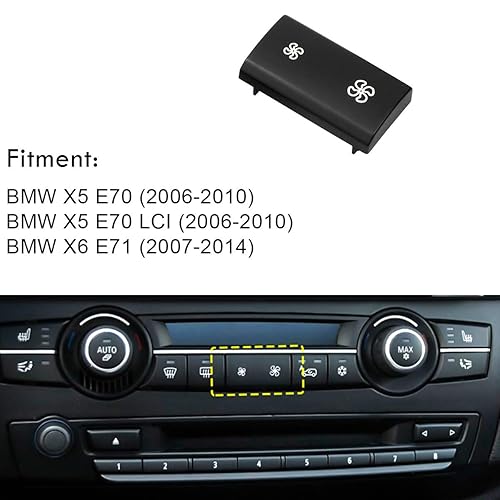 Miniatura 3 de Moonlinks Botón de velocidad del ventilador de repuesto para interruptor de ventilador de control de calentador de CA para BMW X5 E70 2006-2013BMW