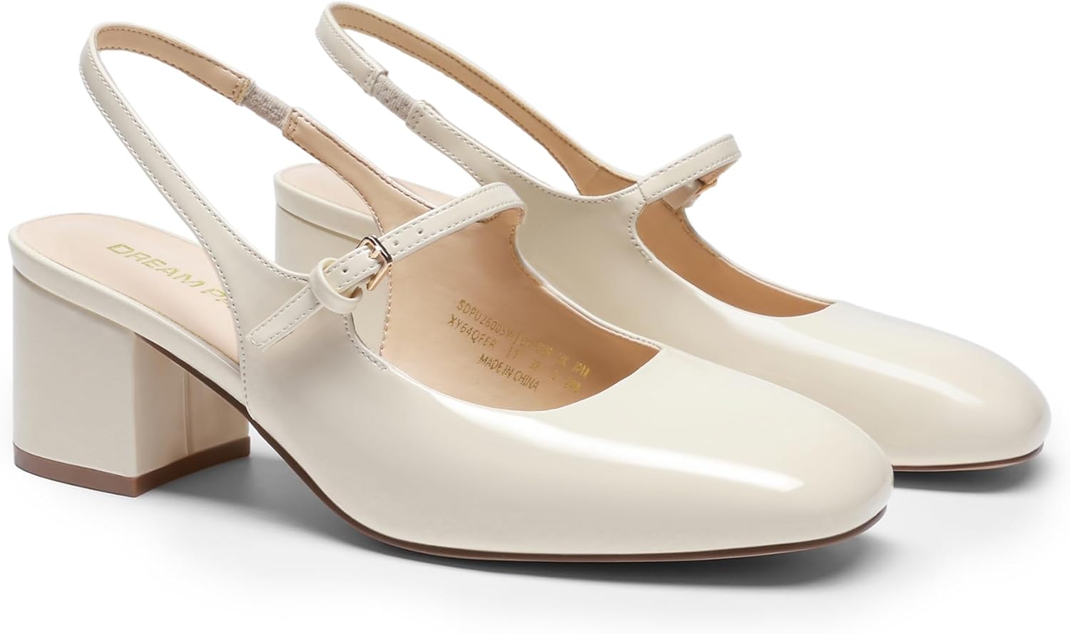 DREAM PAIRS Women's Mary Jane Low Chunky Heels Slingback Closed Square Toe Dress Shoes Wedding Party Work Office Pumps Shoes - Image 5
