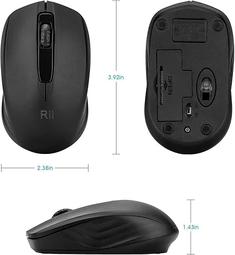 Miniatura 3 de Rii Ratón inalámbrico, 2.4G portátil para computadora, laptop, Windows, oficina, incluye dongle USB inalámbrico (paquete de 2 (negro)