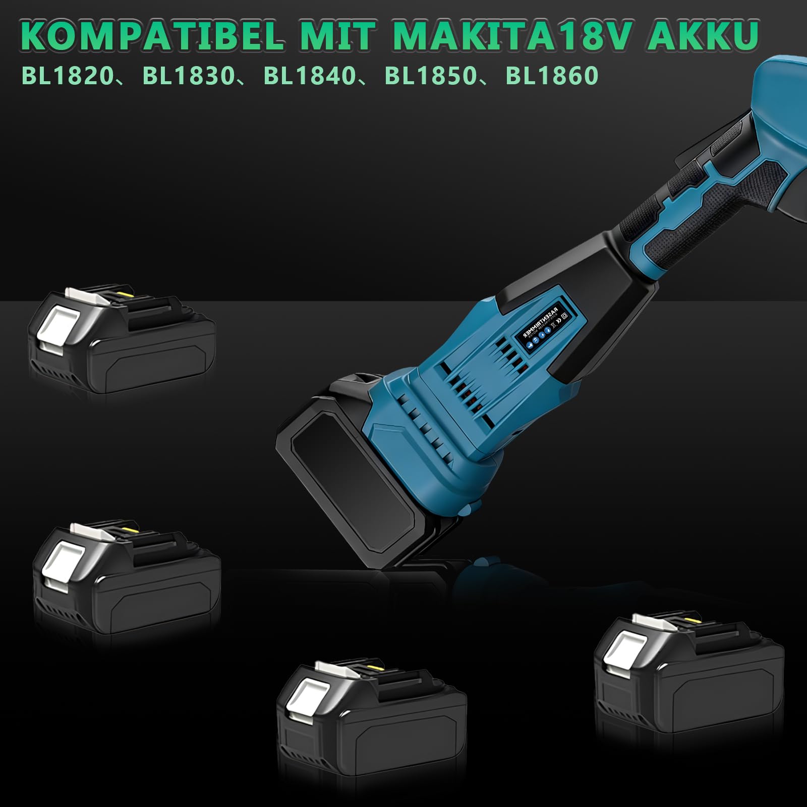Decespugliatore a batteria 7 in 1, compatibile con batterie Makita da 18 V, 1380 W, senza spazzole, con 7 lame e tracolla, 18800 giri/min, decespugliatore elettrico per giardino, prato (senza batteria
