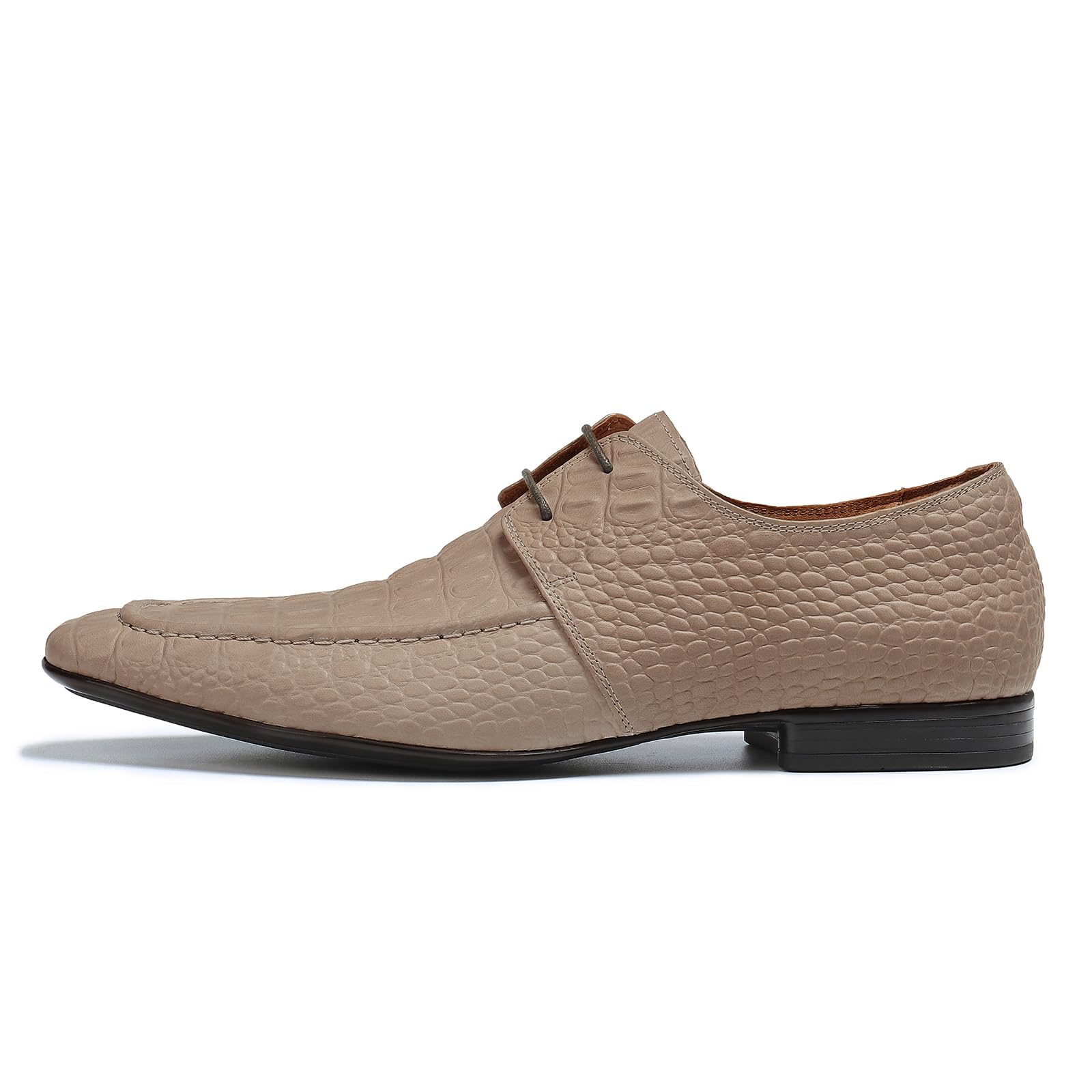 Derbys Casual in Rilievo da Uomo Scarpe Eleganti Morbide Formale Affari Scarpe Basse Stringate in Pelle Lavoro Feste