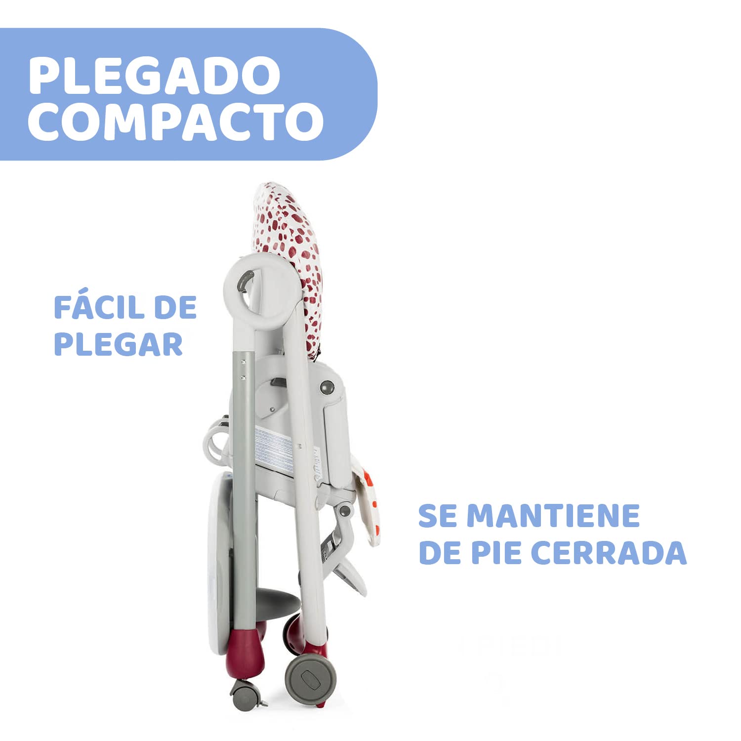 Chicco Polly Progres5 Chaise Haute Évolutive, Convertible en Transat et Rehausseur pour Bébé, Réglable de la Naissance à 3 ans (15 kg), avec 4 Roues, Fermeture Compacte - cherry