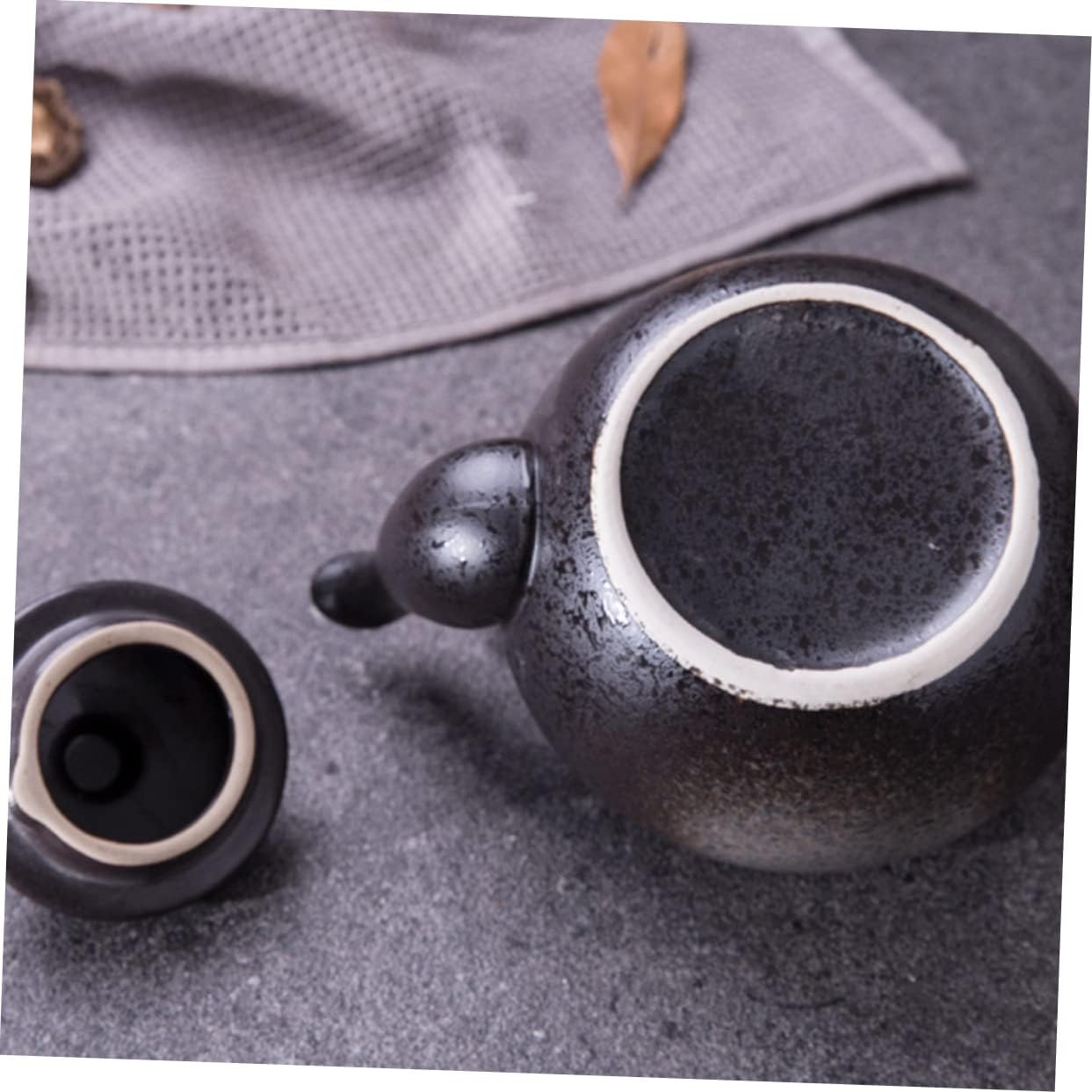 3pcs Retro Ceramics Tea Cup Set Black Heat-resistant Office