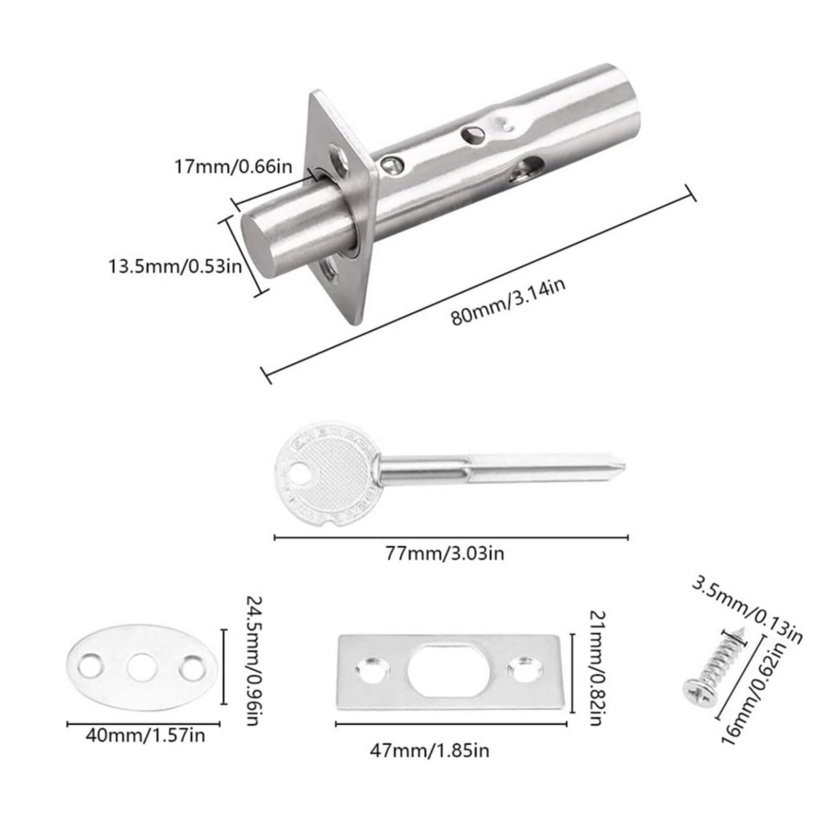 Wmzjnljy 2pcs Door Security Rack Bolt Stainless Steel Door Bolts Security Door Bolts Mortice Door Lock Bolt Protection with Matching Screws for Doors Windows(Z52-2) - Image 2