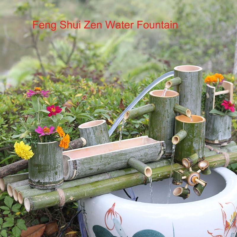 80cm、ソーラー禅ガーデン噴水キット、風水竹製噴水、ポンプ、10Wソーラーパネル、水フィルター、2Mウォーターチューブ付き、DIY