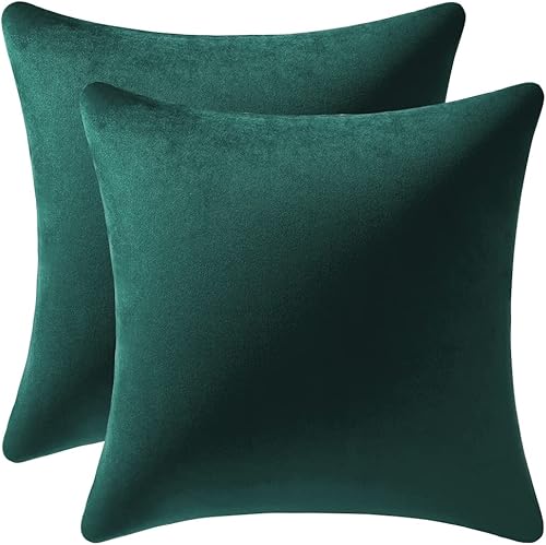 2 fundas decorativas de terciopelo para almohada, Terciopelo, Verde, 18"x18"