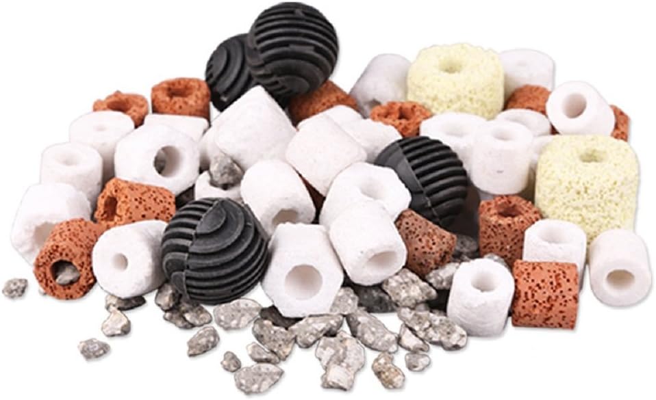 QCKJ Aquarium Ceramic Bio Rings Filter Premium Ceramic Rings Media for All Types of Fish Tanks and Ponds, 2.2lb (9 in 1 Package)